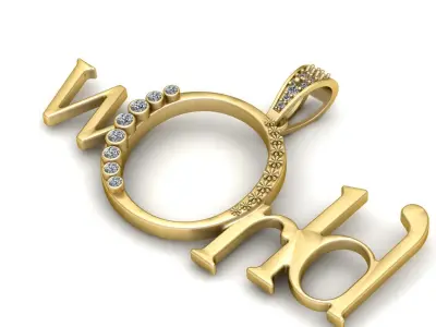 WOULD ALPHABET PENDANT 3D PRINRINT MODEL  3D print model