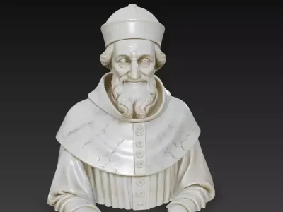 Marble Cleric Bust with Gentle Smile - Classical Religious Elder 3D print model
