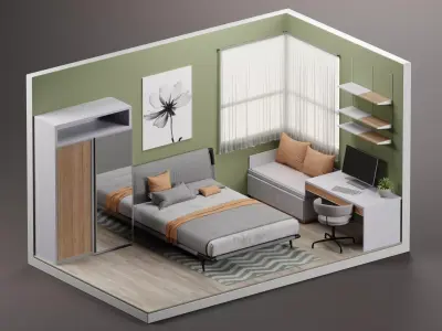 Bedroom interior 3D model 3