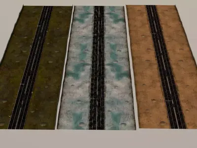 low poly Modular endless race track PBR snow desert green Low-poly 3D model