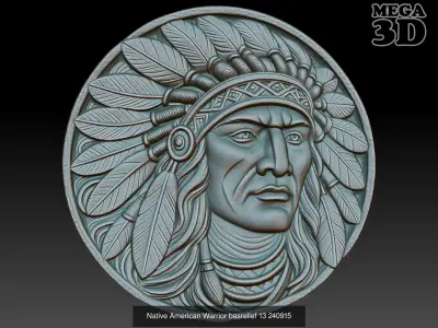 Native American Warrior basrelief Pack B 240915 3D Model Collection