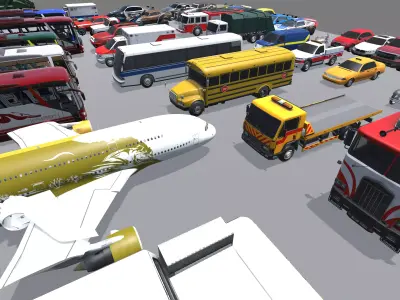 Vehicle Pack 3D Models PBR Textures  Game-Ready Cars Trucks More Low-poly 3D model