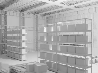 Warehouse Interior - No Material Low-poly 3D model