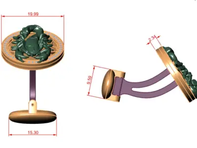 Cufflinks Scorpion 3D print model