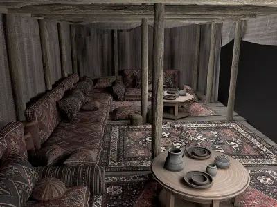 Old Traditional Eastern Nomads Tent 2 Low Poly PBR Low-poly 3D model