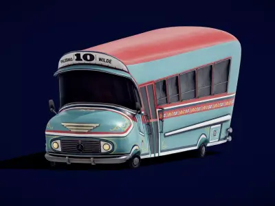 Colectivo 10 Toon Argentine Bus Low-poly 3D model