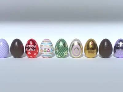 Easter Eggs 11 Different Designs  Low-poly 3D model