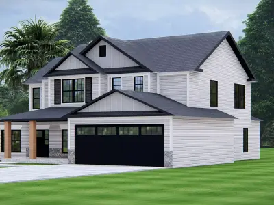 Modern American House Exterior Residential Architecture design 3D model