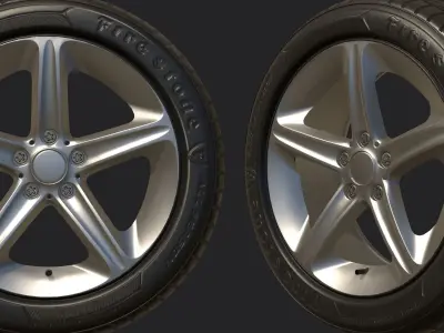 CAR WHEEL PACK 01 AR - VR - Highpoly - Low-poly 3D model