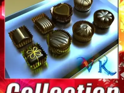 Chocolate Candy Assortment High res 3D model