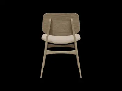 Soborg Chair-3051-lacquered oak and leather Low-poly 3D model