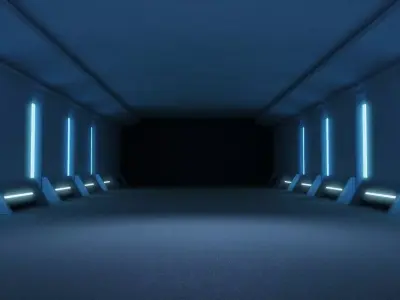 Neon sci fi studio Garage interior scene 3D model