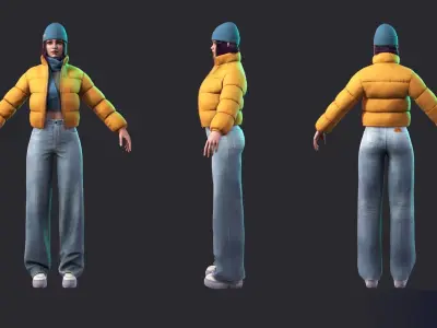 Streetwear Girl 3-9 - Casual Wear Girls Pack 3 Game-Ready Low-poly 3D model