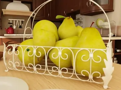 Pears in Metal Basket 3D model