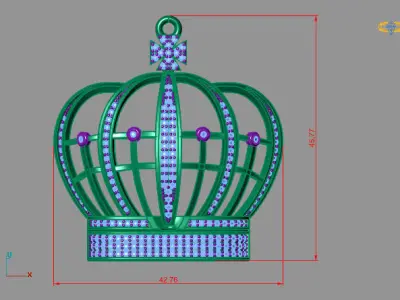 Crown Pendant Silver Gold Luxury Jewelry 3DM model necklace 3D print model