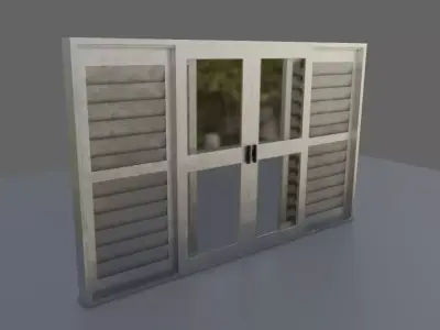 Metal Window - Aluminum - Veneziana Janela de metal Low-poly 3D model