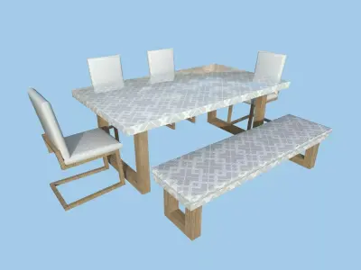 Dinning Table 49 - White Texture - Furniture Interior Design Free low-poly 3D model