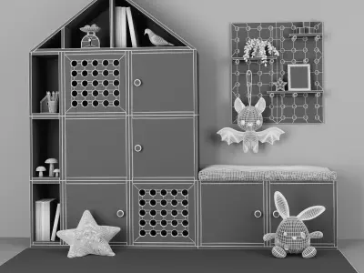 Furniture for childrens room with decor 10  3D model