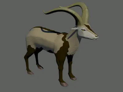 Pyrenean Ibex Low-poly 3D model