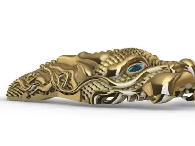 Dragon Buckle with Gemstone Eyes 3D Model 3D model