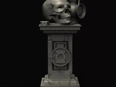Green Lanter Skull on pedestal 3D print model