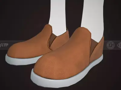 Brown Fabric Shoes Style 2 Low-poly 3D model