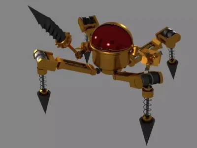 Robot golden with eyes Free 3D model