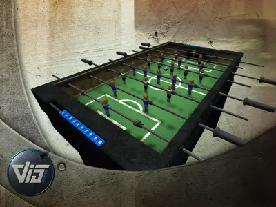 Tabletop-Soccer-Set foosball table Low-poly 3D model