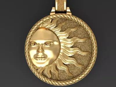 Sun face pendant 3D print model