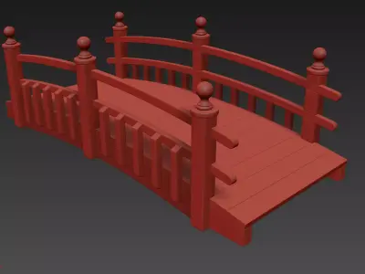 Wooden Curved Garden Bridge 3D model