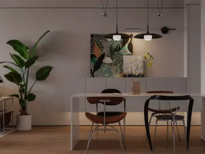 Modern living room dining room interior scenes 219 3D model