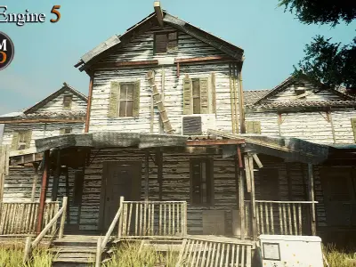 UE4 UE5 Abandoned wooden house modular V02Pro Updated 009 Low-poly 3D model