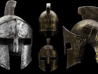 battle armor  Old war helmet Low-poly 3D model