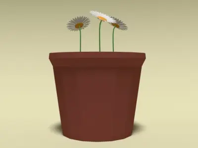 Low Poly Cartoon Daisy Flowers Low-poly 3D model