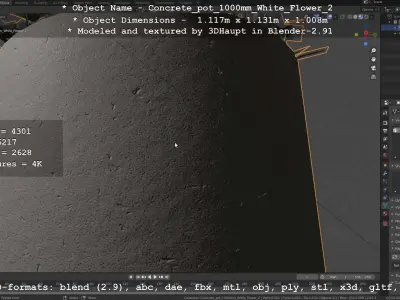 Concrete Pipe Pot 1000mm with White Version 2 Low-poly 3D model