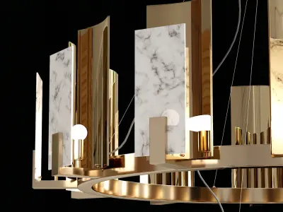 CARRARA MARBLE ROUND 2-TIER CHANDELIER 3D model