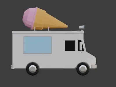 Ice Cream Truck lowpoly Low-poly 3D model