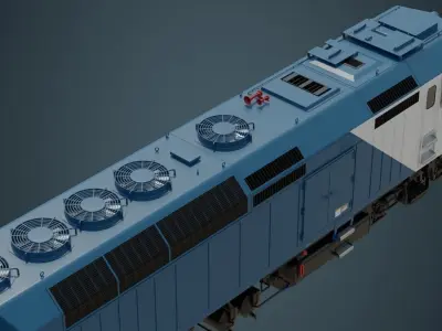 Locomotive And Railcar 1A Low-poly 3D model