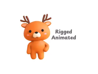 Chubby Deer Animated for Games Low-poly 3D model