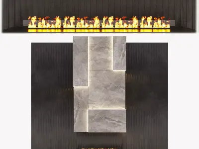 Fireplace with fire in it 3D model