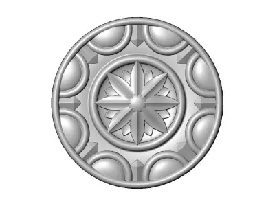 Faceted ornament floral rosette  carving molding relief onlay 3D print model