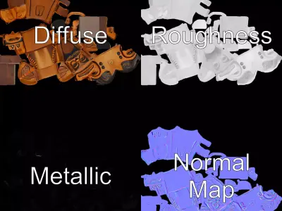 Wooden Totem Sculpture model pack Low-poly 3D model