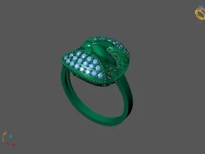 STL 3DM Women Ring Womens Ring Diamonds With Stone Model 3D print model