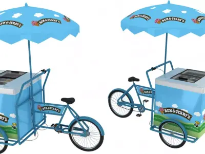Ben and Jerry Ice Cream Cart 3D model