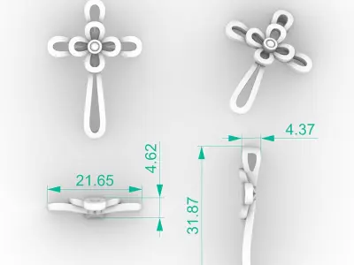 Simple Diamond Cross Pendant 3D print model