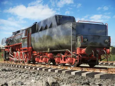 BR-52 Kriegslok Steam Locomotive Engine 3D model