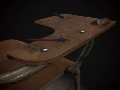 Wooden chair old Low-poly 3D model 3D model