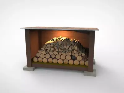 wood storage shed 3D print model