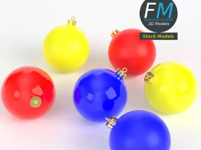 Christmas balls set 3D model buy