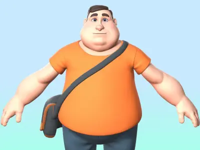 Cartoon male character Low-poly 3D model